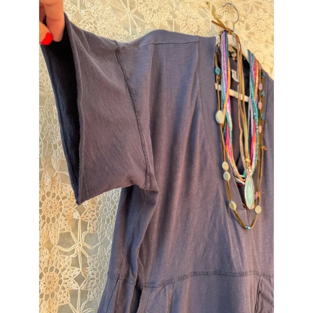 Free People Navy V-neck Bohemian Romper‎ Sz S